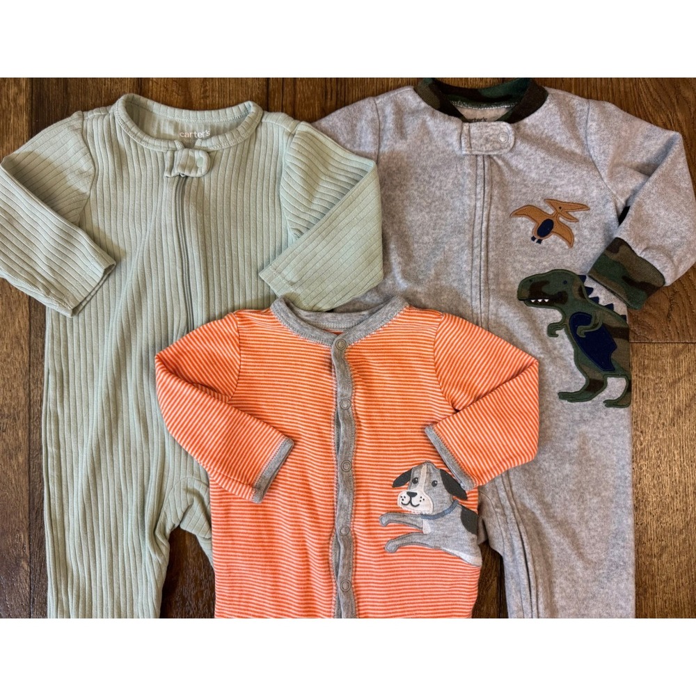 Carter's Sleep & Play Pajamas Footies Baby Boy 6 Months Lot Bundle 3 Pack Dog